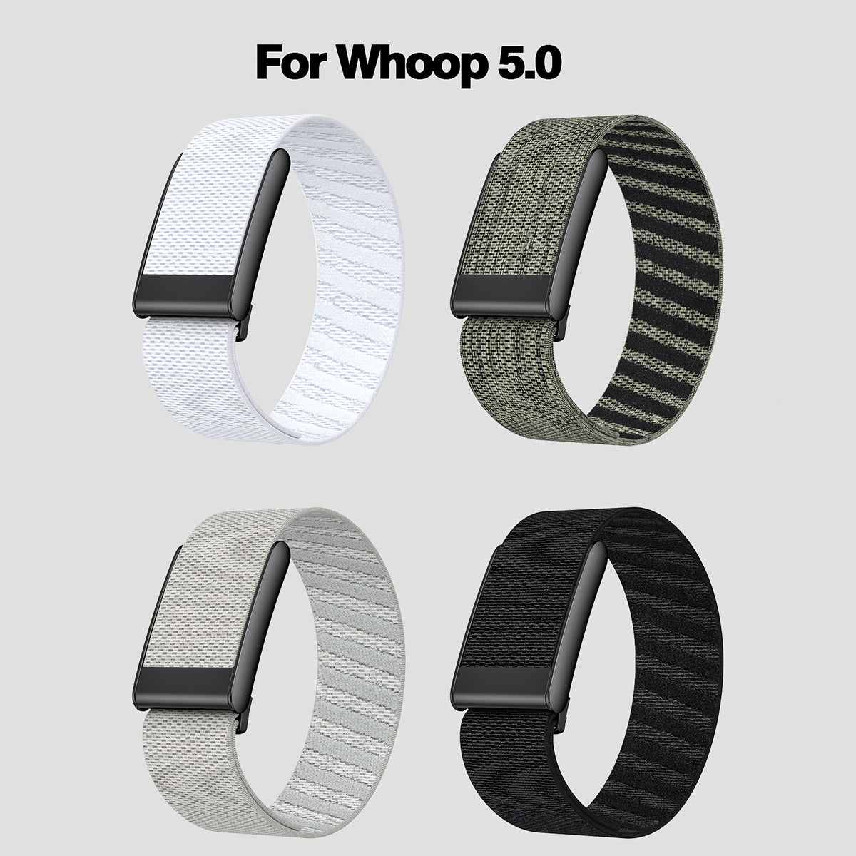 1pc Stretchy Nylon Band Compatible with WHOOP 5.0 Breathable Protector Sports Wristband for Whoop 4.0 Band for Men Women Black U Shapped Cand Adjustable Onnector)